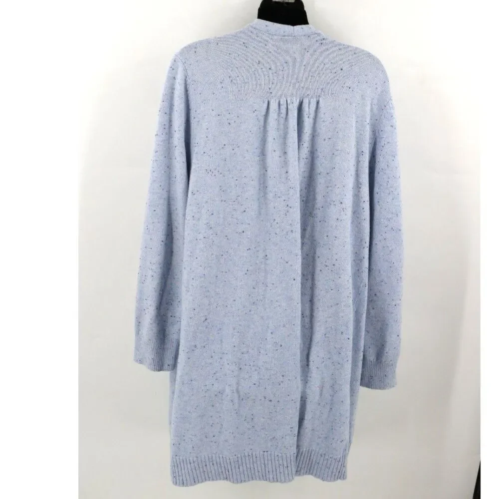 Talbots Womens Long Line Open Cardigan Size XL Confetti Blue